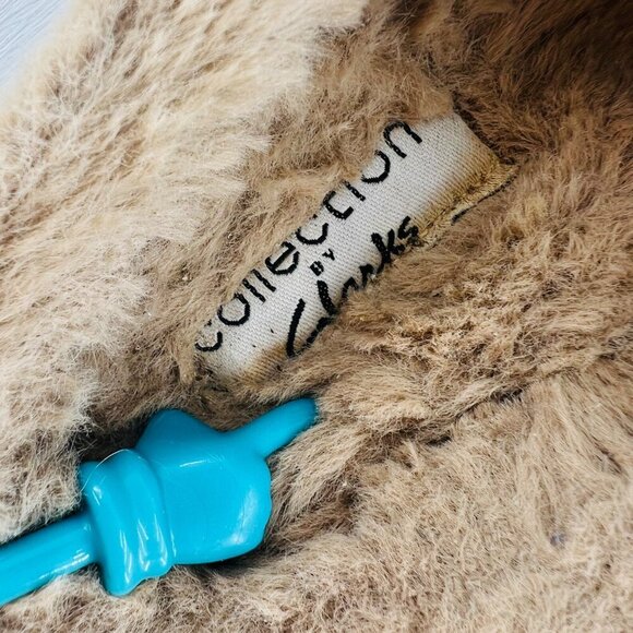 Clarks Collection Womens Brown Leather & Faux Fur Slip-On Clogs Slippers Size 6 - Picture 4 of 8